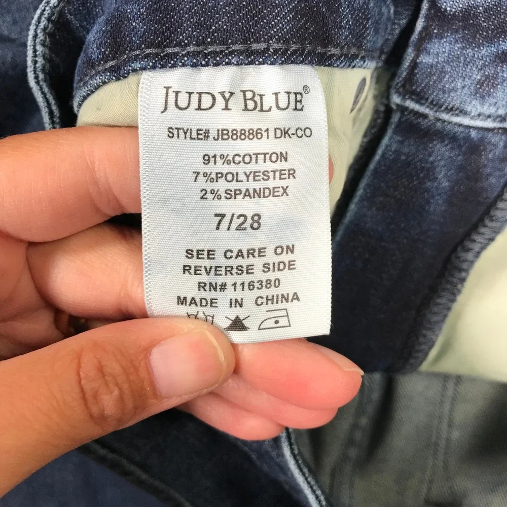 Judy Blue High Rise Straight Fit Dark Wash Jeans Size 7/28 Blue Denim